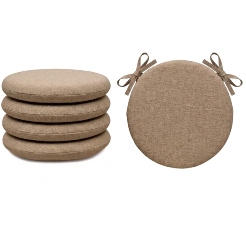 SET 4 PEZZI Cuscini Sedia Rotondi con Laccetti Diametro 40 cm Spessore 3 cm Mod. BILLY