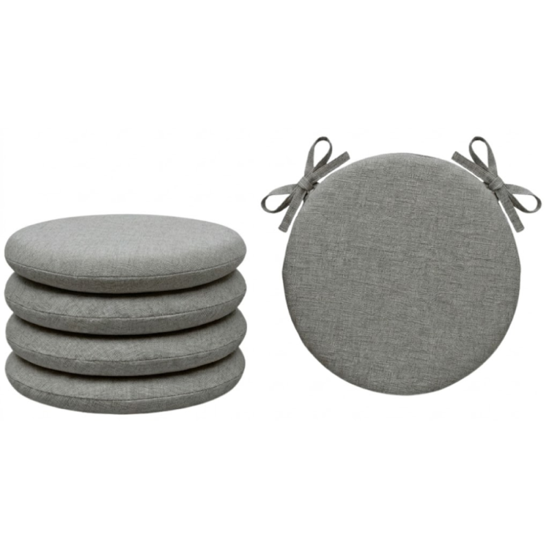 SET 4 PEZZI Cuscini Sedia Rotondi con Laccetti Diametro 40 cm Spessore 3 cm Mod. BILLY