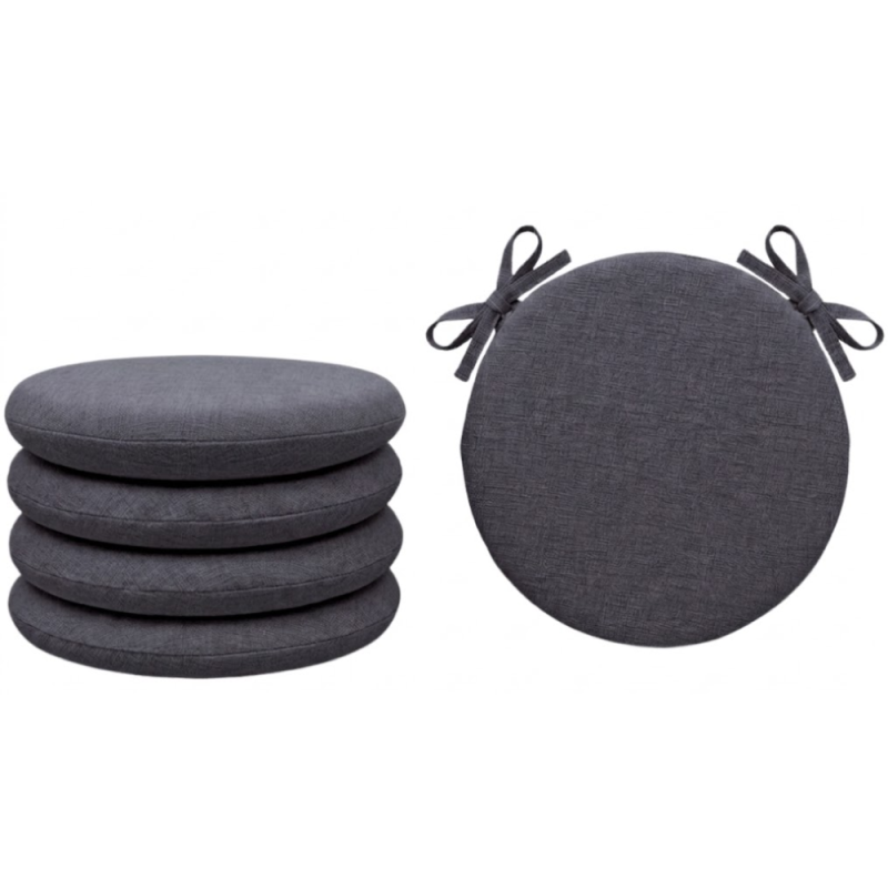 SET 4 PEZZI Cuscini Sedia Rotondi con Laccetti Diametro 40 cm Spessore 3 cm Mod. BILLY