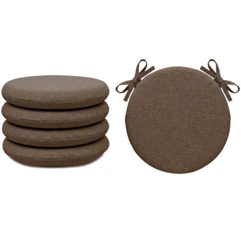 SET 4 PEZZI Cuscini Sedia Rotondi con Laccetti Diametro 40 cm Spessore 3 cm Mod. BILLY