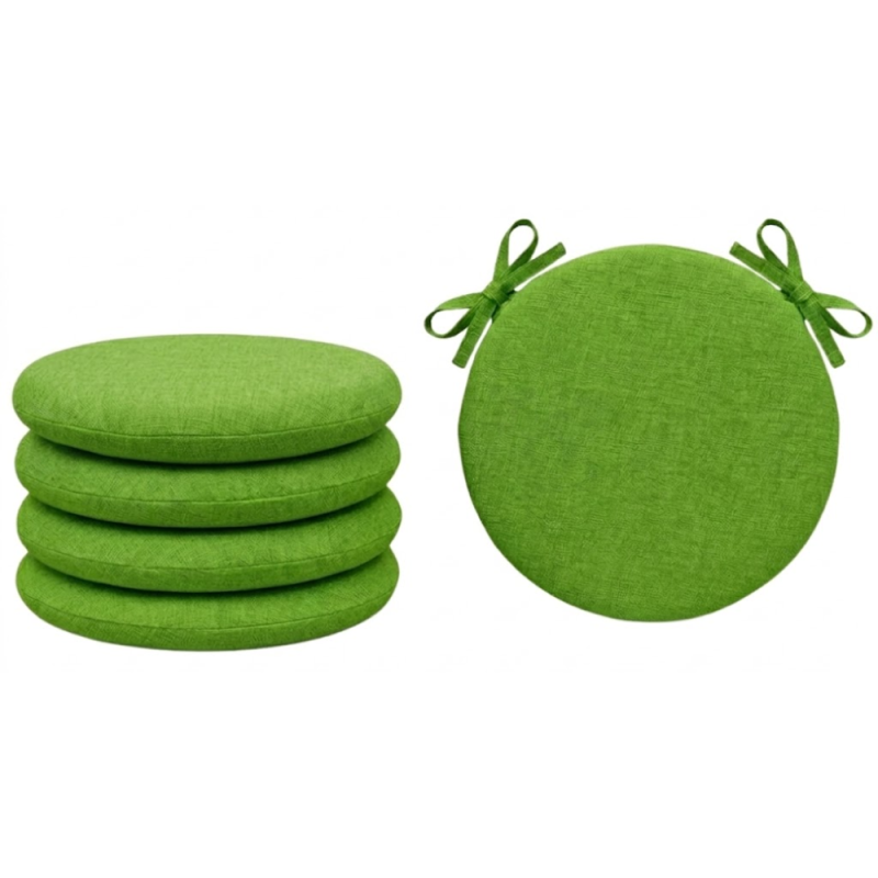 SET 4 PEZZI Cuscini Sedia Rotondi con Laccetti Diametro 40 cm Spessore 3 cm Mod. BILLY
