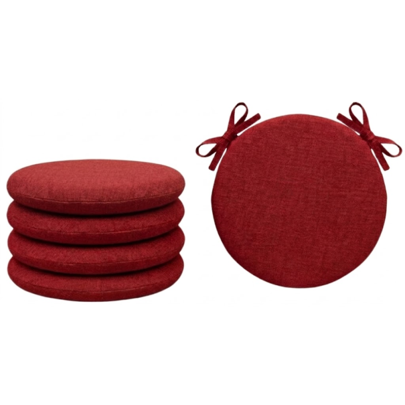SET 4 PEZZI Cuscini Sedia Rotondi con Laccetti Diametro 40 cm Spessore 3 cm Mod. BILLY
