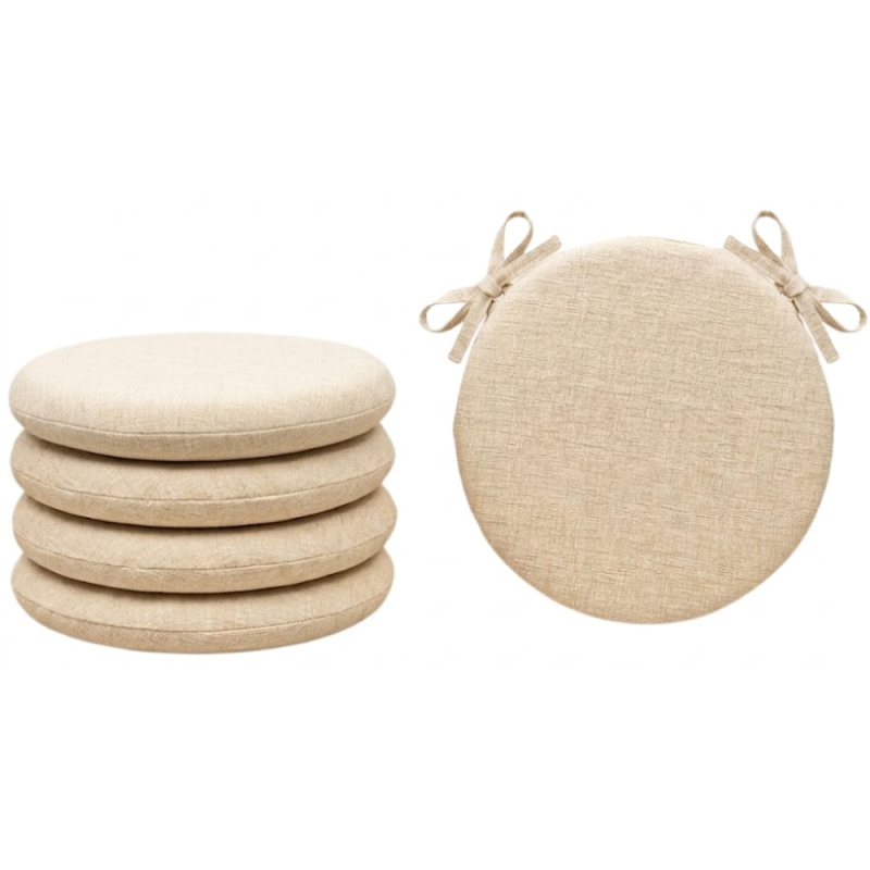 SET 4 PEZZI Cuscini Sedia Rotondi con Laccetti Diametro 40 cm Spessore 3 cm Mod. BILLY