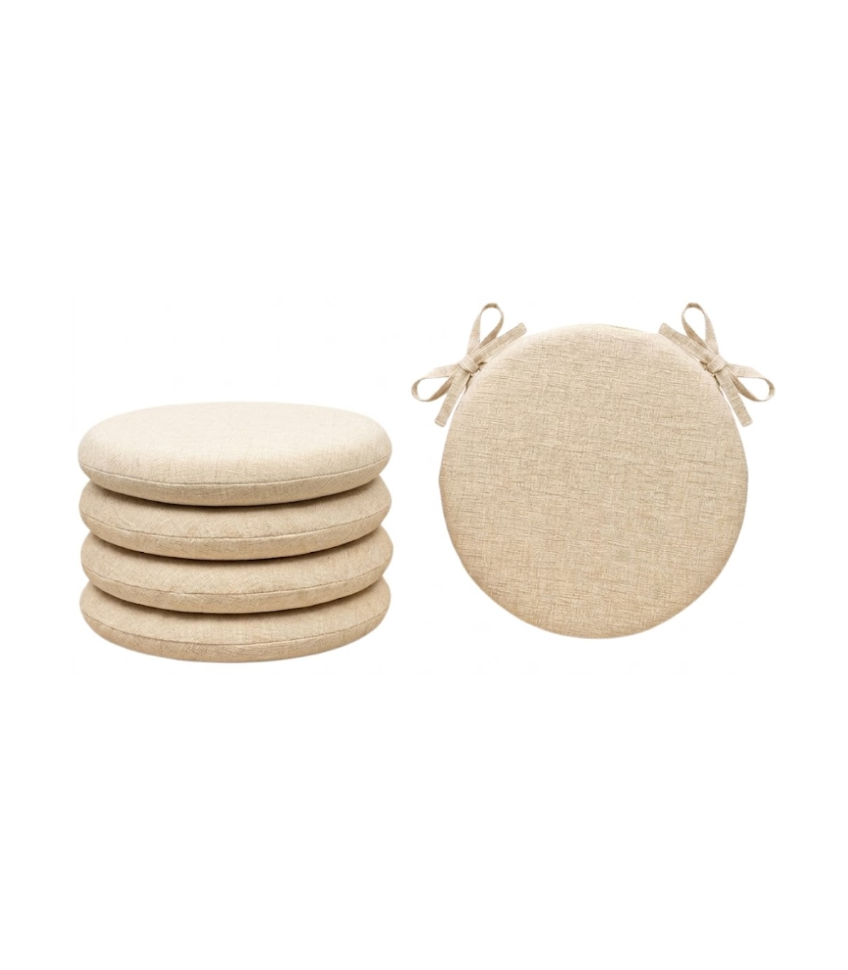 SET 4 PEZZI Cuscini Sedia Rotondi con Laccetti Diametro 40 cm Spessore 3 cm Mod. BILLY