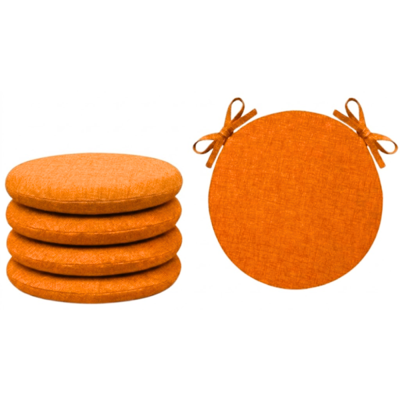 SET 4 PEZZI Cuscini Sedia Rotondi con Laccetti Diametro 40 cm Spessore 3 cm Mod. BILLY