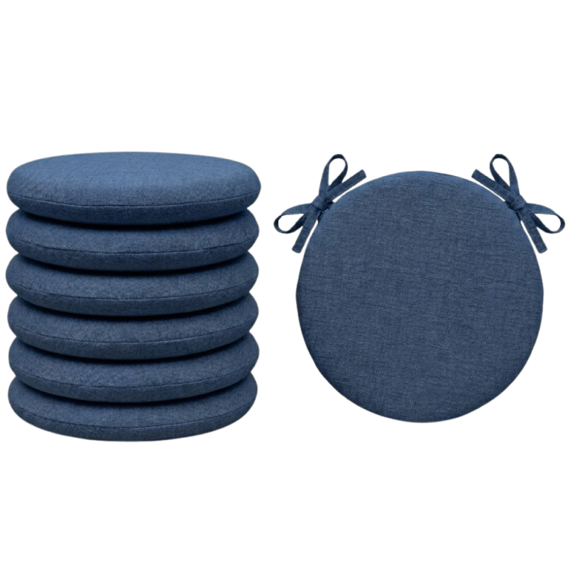 SET 6 PEZZI Cuscini Sedia Rotondi con Laccetti Diametro 40 cm Spessore 3 cm Mod. BILLY