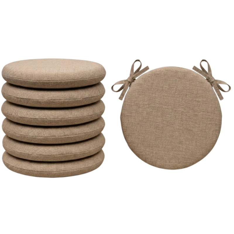 SET 6 PEZZI Cuscini Sedia Rotondi con Laccetti Diametro 40 cm Spessore 3 cm Mod. BILLY