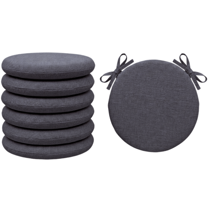 SET 6 PEZZI Cuscini Sedia Rotondi con Laccetti Diametro 40 cm Spessore 3 cm Mod. BILLY