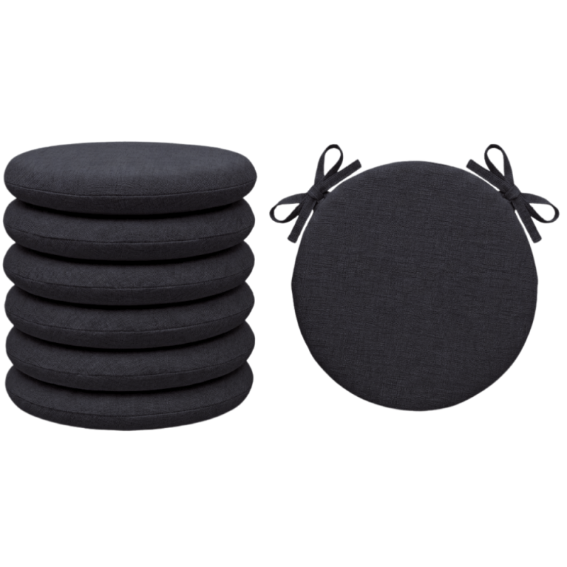 SET 6 PEZZI Cuscini Sedia Rotondi con Laccetti Diametro 40 cm Spessore 3 cm Mod. BILLY