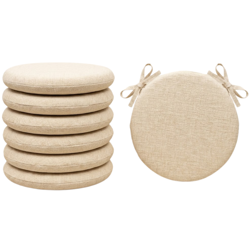 SET 6 PEZZI Cuscini Sedia Rotondi con Laccetti Diametro 40 cm Spessore 3 cm Mod. BILLY