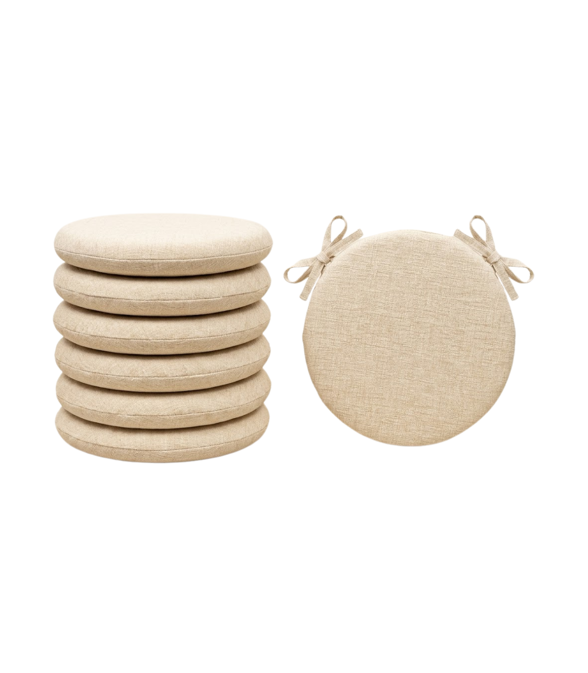 SET 6 PEZZI Cuscini Sedia Rotondi con Laccetti Diametro 40 cm Spessore 3 cm Mod. BILLY