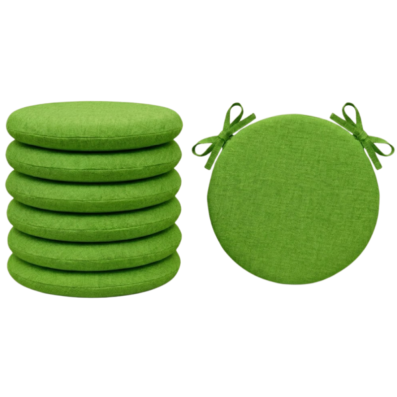 SET 6 PEZZI Cuscini Sedia Rotondi con Laccetti Diametro 40 cm Spessore 3 cm Mod. BILLY