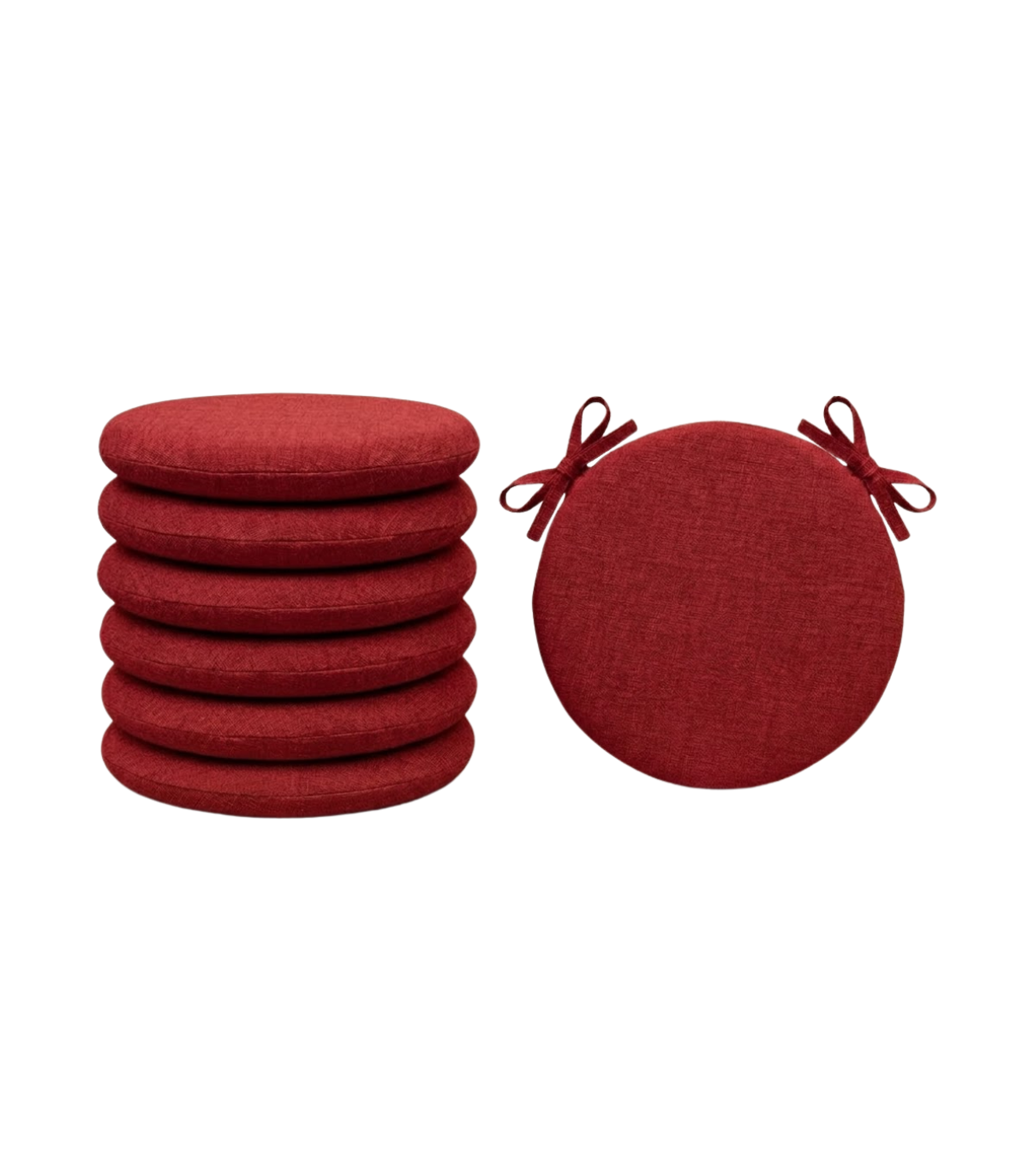 SET 6 PEZZI Cuscini Sedia Rotondi con Laccetti Diametro 40 cm Spessore 3 cm Mod. BILLY