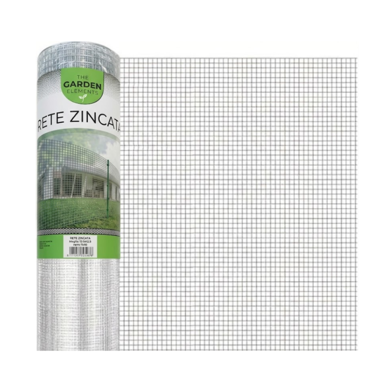 Rete Metallica ZINCATA Elettrosaldata Maglia Stretta Quadra 12,5x12,5 mm Col. GRIGIO