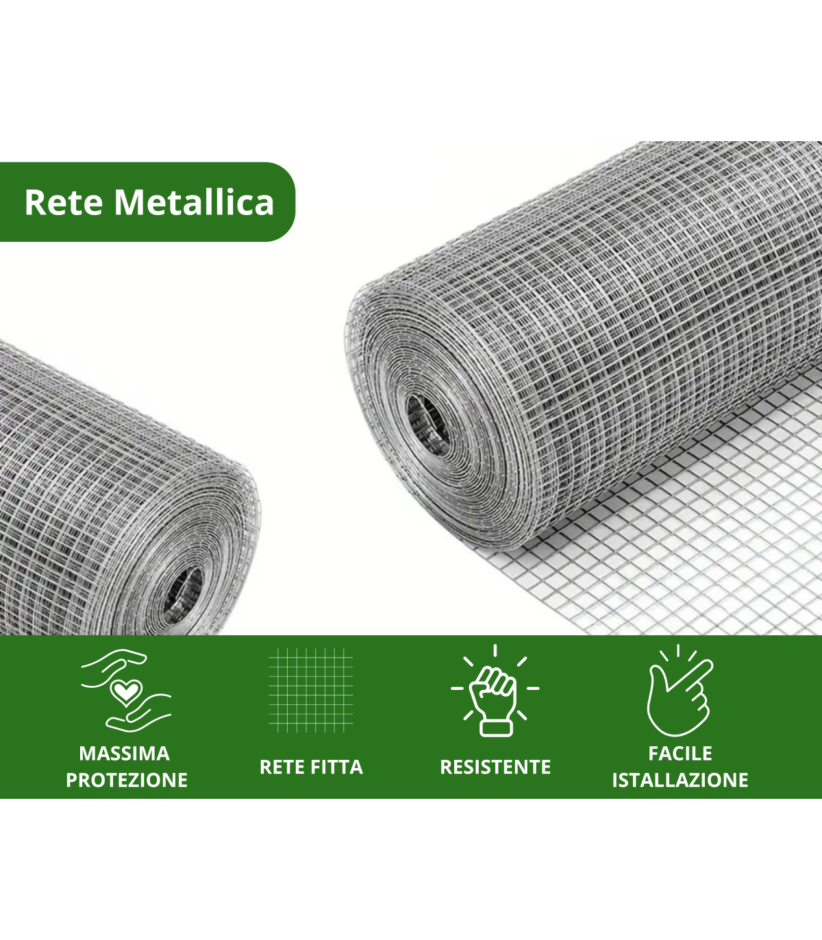 Rete Metallica ZINCATA Elettrosaldata Maglia Stretta Quadra 12,5x12,5 mm Col. GRIGIO