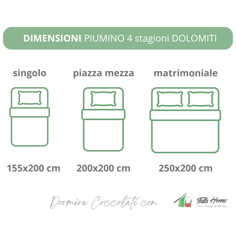 PIUMINO 4 stagioni in calda e morbida MICROFIBRA Made in Italy Mod. DOLOMITE