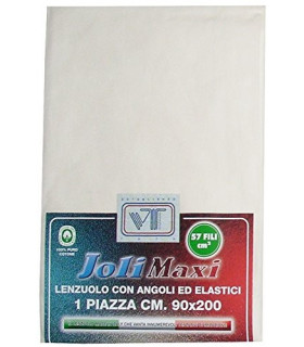 Joli Lenzuolo Sotto con Angoli ed Elastici 100% cotone misura SINGOLO cm 90x200 altezza materasso cm 25 - 21 COLORAZIONI - Ma