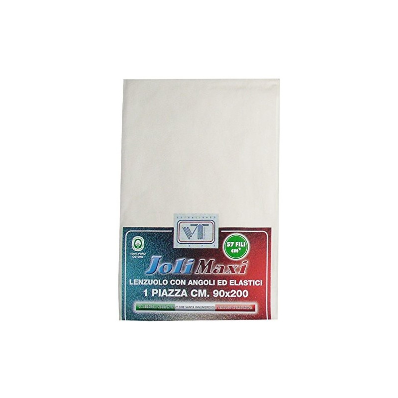 Joli Lenzuolo Sotto con Angoli ed Elastici 100% cotone misura SINGOLO cm 90x200 altezza materasso cm 25 - 21 COLORAZIONI - Ma