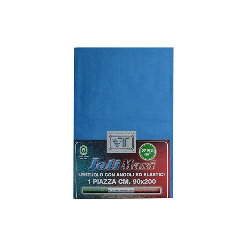 Joli Lenzuolo Sotto con Angoli ed Elastici 100% cotone misura SINGOLO cm 90x200 altezza materasso cm 25 - 21 COLORAZIONI - Ma