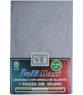 Joli Lenzuolo Sotto con Angoli ed Elastici 100% cotone misura SINGOLO cm 90x200 altezza materasso cm 25 - 21 COLORAZIONI - Ma