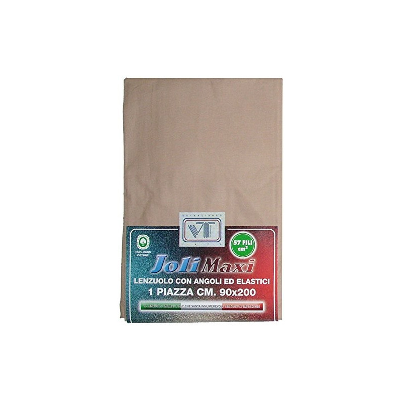 Joli Lenzuolo Sotto con Angoli ed Elastici 100% cotone misura SINGOLO cm 90x200 altezza materasso cm 25 - 21 COLORAZIONI - Ma
