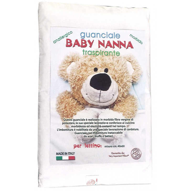 Guanciale Baby Nanna cm 30X40 alto 4 cm Traspirante Antisoffocamento Made in Italy
