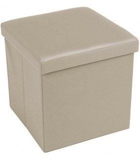 Pouf Contenitore Scatola Sgabello Poggiapiedi Pieghevole Salvaspazio in Ecopelle cm 38x38x38 Eddy