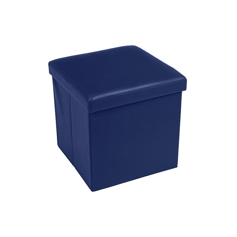 Pouf Contenitore Scatola Sgabello Poggiapiedi Pieghevole Salvaspazio in Ecopelle cm 38x38x38 Eddy