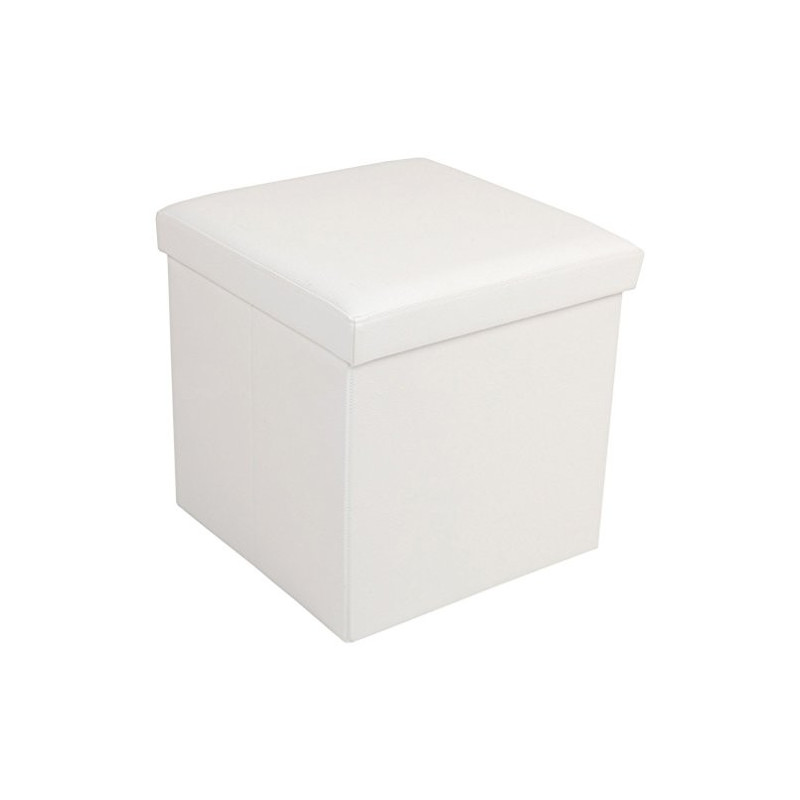 Pouf Contenitore Scatola Sgabello Poggiapiedi Pieghevole Salvaspazio in Ecopelle cm 38x38x38 Eddy