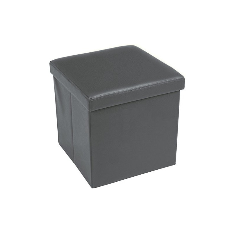 Pouf Contenitore Scatola Sgabello Poggiapiedi Pieghevole Salvaspazio in Ecopelle cm 38x38x38 Eddy