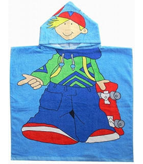 Telo Mare con Cappuccio Poncho Baby cm 60x120 in Cotone 100%