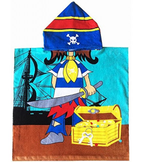 Telo Mare con Cappuccio Poncho Baby cm 60x120 in Cotone 100%