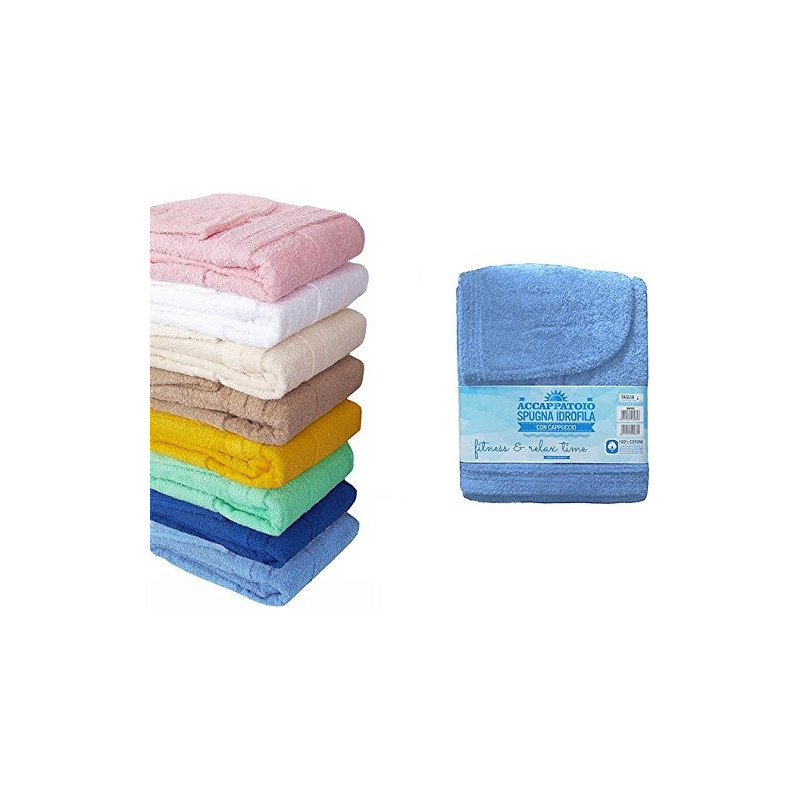 Accappatoio in spugna Tinta Unita TAGLIA SMLXLXXL DISPONIBILE IN 8 COLORI