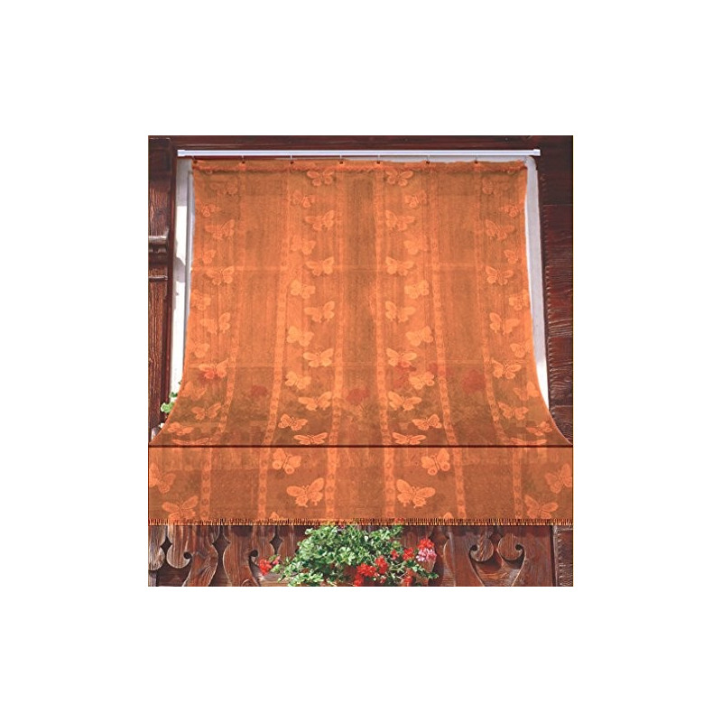Tenda Zanzariera Jacquard Disegno Farfalla Resistente Antimosche 100% Poliestere misura 150x250 cm Colore Arancio