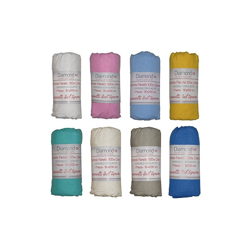 Flanella Diamond Lenzuolo Sotto con Angoli ed Elastici 100% Cotone Misura 1 Piazza e Mezza cm 140x200 altezza materasso cm 24