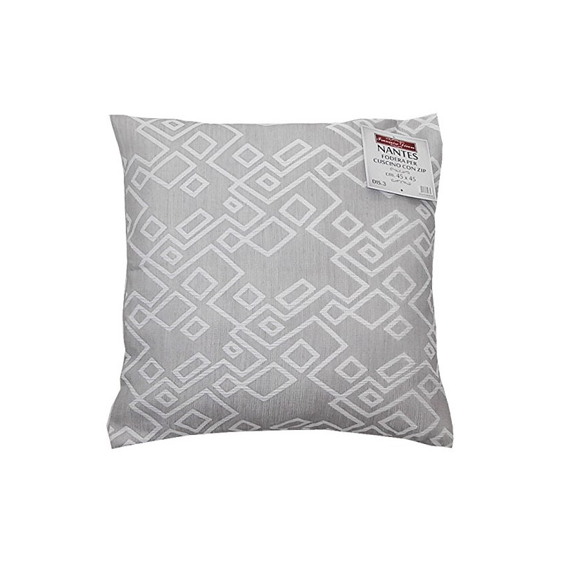 Nantes Cuscino Imbottito Sfoderabile con Zip in Tessuto 100% Poliestere cm 45x45 Dis 4 Grigio Scuro