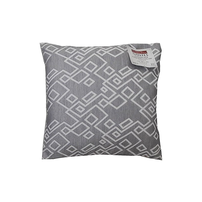 Nantes Cuscino Imbottito Sfoderabile con Zip in Tessuto 100% Poliestere cm 45x45 Dis 4 Grigio Scuro