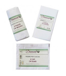 Diamond Completo Letto All White Composto da Lenzuolo Sotto con Angoli ed Elastci, Lenzuolo Sopra Cordonetto e Coppia Federe 