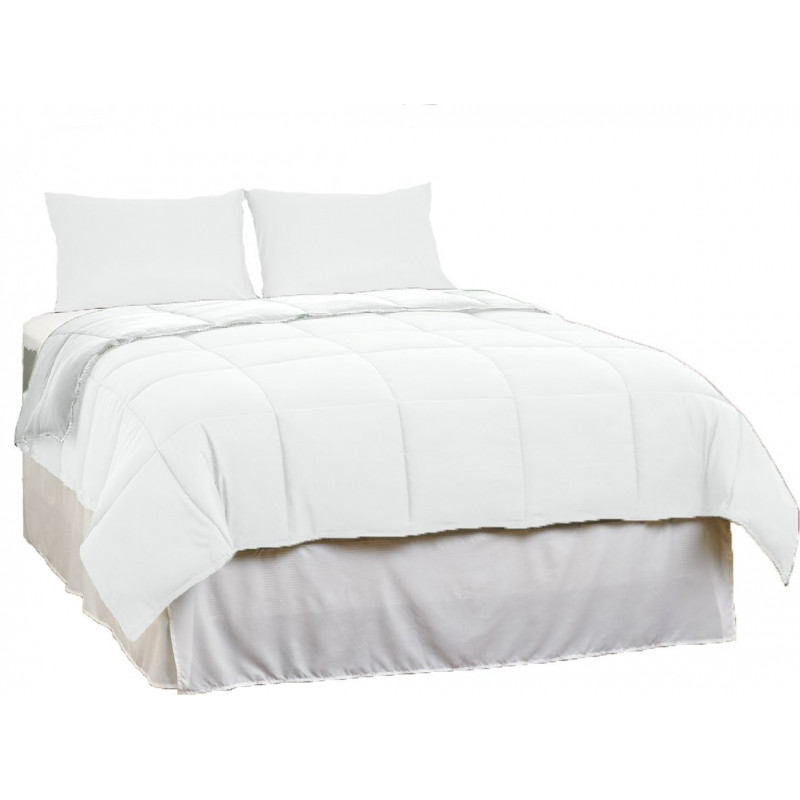 Piumino Letto Invernale in Microfibra Morbidissima da 300 gr mq Misura Letto 1 Piazza e Mezza cm 200x200 Colore Bianco