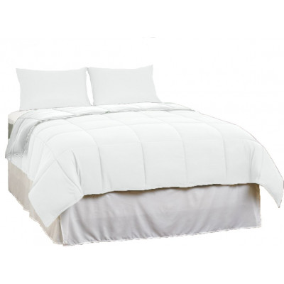 Piumino Letto Invernale in Microfibra Morbidissima da 300 gr mq Misura Letto 1 Piazza Singolo cm 155x200 Colore Bianco