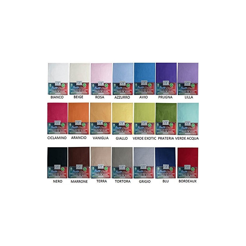 Joli Lenzuolo Sopra 100% cotone misura PIAZZA E MEZZA cm 180x300 - 21 COLORAZIONI - Made in Italy 57 fili al cm2