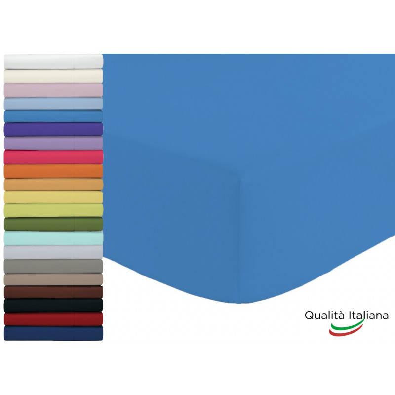 Joli Lenzuolo Sotto con Angoli ed Elastici 100% cotone misura MATRIMONIALE cm 180x200 altezza materasso cm 25 colore BIANCO M