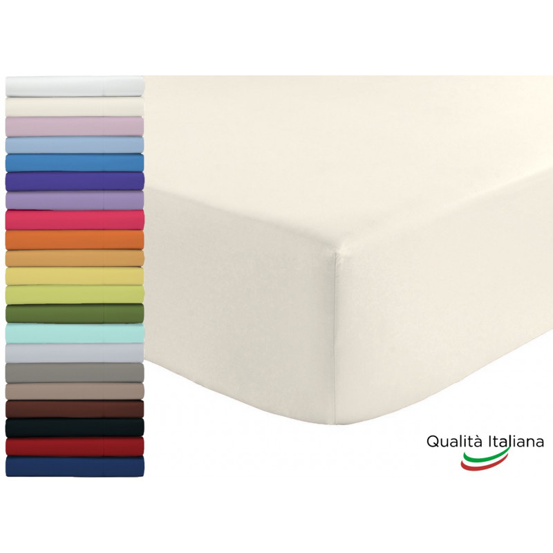 Joli Lenzuolo Sotto con Angoli ed Elastici 100% cotone misura MATRIMONIALE cm 180x200 altezza materasso cm 25 colore BIANCO M