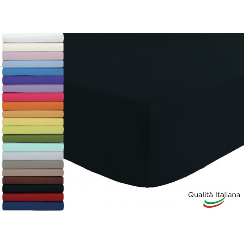 Joli Lenzuolo Sotto con Angoli ed Elastici 100% cotone misura MATRIMONIALE cm 180x200 altezza materasso cm 25 colore BIANCO M