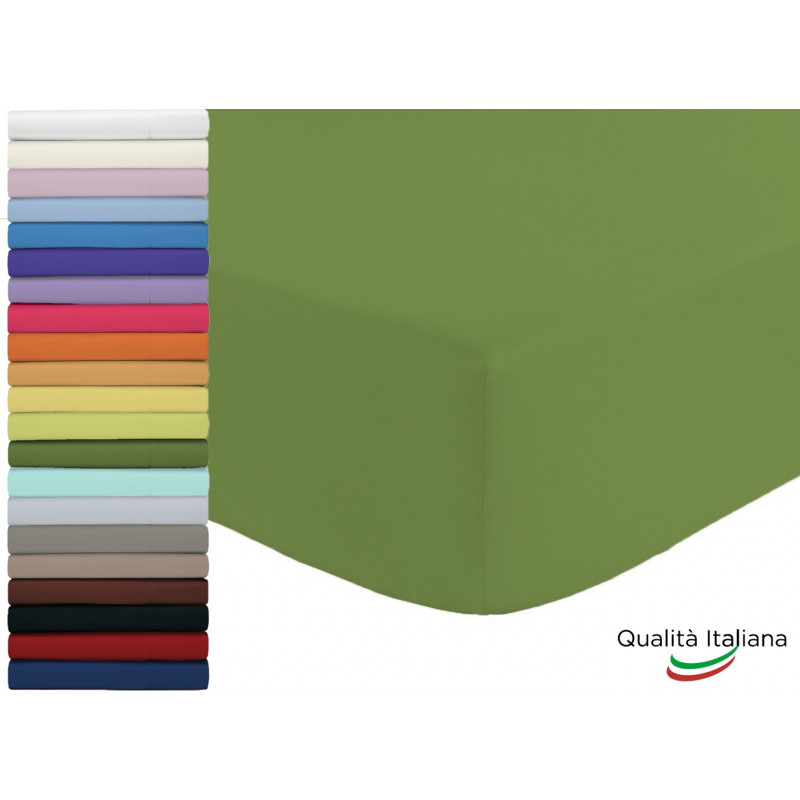 Joli Lenzuolo Sotto con Angoli ed Elastici 100% cotone misura MATRIMONIALE cm 180x200 altezza materasso cm 25 colore BIANCO M