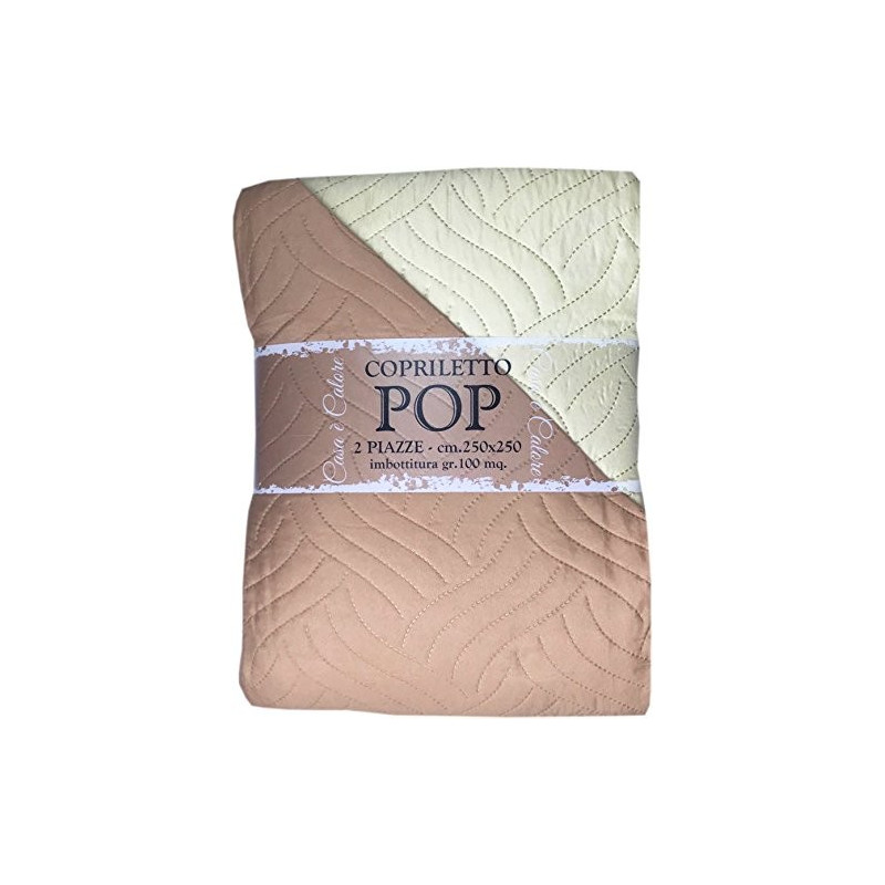 Copriletto Trapuntato Pop Misura Una Piazza e Mezza 210x250 cm Telo Arredo Copridivano 2 Posti Colore Beige Tortora Double Fa